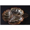 Image 2 : Carnival Glass Iridescent Marigold Clover Leaf Candy Dish - 7" x 6" x 1"
