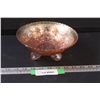 Image 1 : Carnival Glass Marigold Two Flowers Pattern Footed Dish (Has Chip on Foot as Pictured) - 8" x 3"