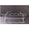 Image 3 : MCM Frosted Leaf Glass Set w/ Metal Caddy - Glasses (6" Tall) Holder (13" x 8" x 8")