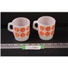 Image 1 : (2) Anchor Hocking Vintage Orange Flower Mugs