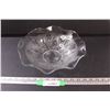 Image 1 : Clear Glass Iris and Herring Bone Pattern Bowl - 12" x 3"