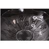 Image 2 : Clear Glass Iris and Herring Bone Pattern Bowl - 12" x 3"