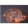 Image 2 : Pink Depression Glass Cabbage Pattern Sugar & Creamer Set (Sugar Bowl Has Small Chip As Pictured)