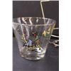 Image 2 : MCM Curling Pattern Glass Ice Bucket w/Metal Carrying Holder - 9" Tall
