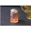 Image 2 : Pink Depression Glass Salt & Pepper Shakers & Madrid Amber Depression Glass Sugar Bowl