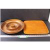 Image 1 : Vintage Wooden Nut Cracking Tray (12") & Wooden Serving Platter (12")