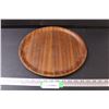 Image 1 : Walnut Round Serving Tray - 13.5" Diameter