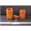 Image 1 : Carved Wood Bird Home Decor & (2) Wooden Holders