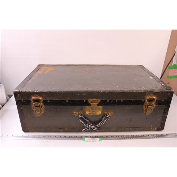 Metal Steamer Trunk - 28" x 17" x 9" - Some Wear