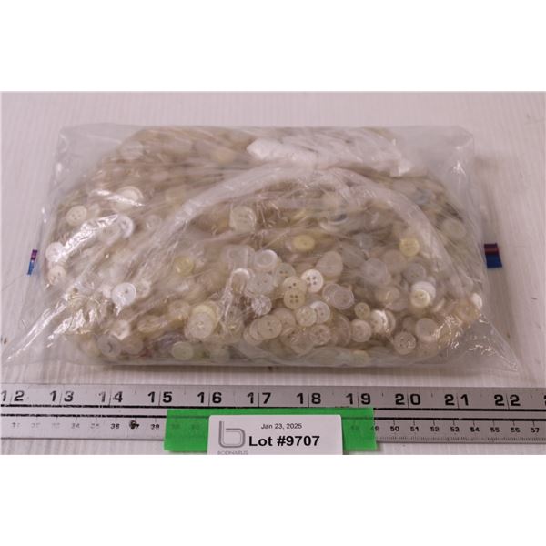 Vintage Pearlescent White & Assorted Colored Buttons Lot - Various Sizes