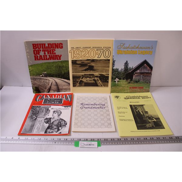 (6) Historical Booklets: Railway, Canadian Antique Power, Ukrainian Legacy, Genealogical, Swift Curr