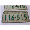 Image 3 : Saskatchewan 1970 Pair of License Plates