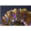 Image 4 : Carnival Glass Iridescent Amber Sunflower Candy Bowl - 7" x 2.5"