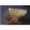 Image 3 : Carnival Glass Iridescent Amber Diamond Shaped Candy Dish - 6.5" x 5" x 3"