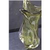 Image 2 : Green & Clear Art Glass Vase - 11.5" Tall