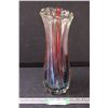 Image 1 : Red & Blue w/Clear Art Glass Vase - 13" Tall