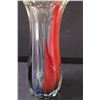 Image 2 : Red & Blue w/Clear Art Glass Vase - 13" Tall
