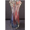 Image 3 : Red & Blue w/Clear Art Glass Vase - 13" Tall