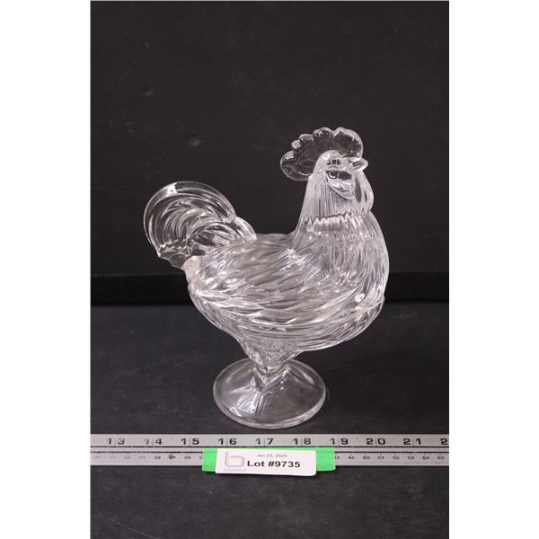 Hen on Nest - Clear Glass - 8.5" x 6"