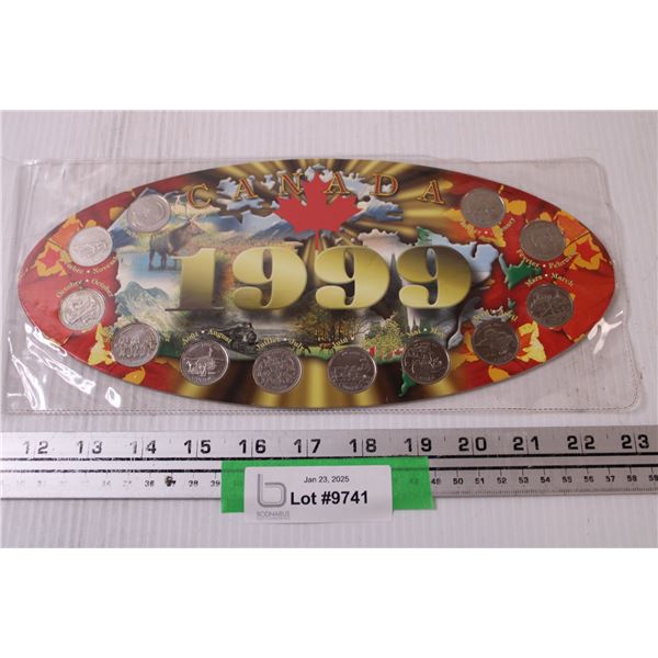 Canadian Mint Twenty Five Cent Coin Collection - 1999 Monthly Edition