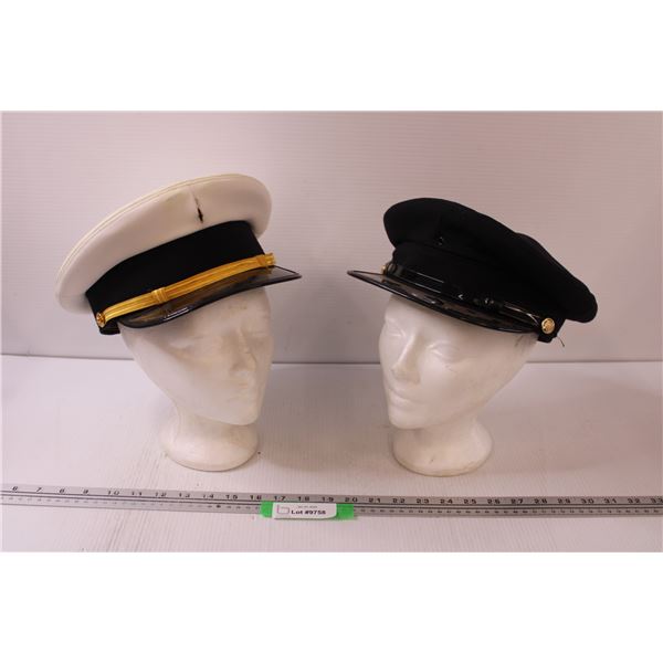 (2) Captain Sailor Hats - Some Wear As Pictured