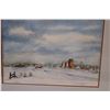 Image 2 : Watercolor Painting of Prairie Winter Rural Scene in Frame by Fenwick - 21" x 18"