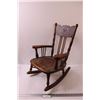 Image 1 : * Antique Children's Wooden Rocking Chair w/ Leather Centre Seat - Some Wear as Pictured - 23" x 19"