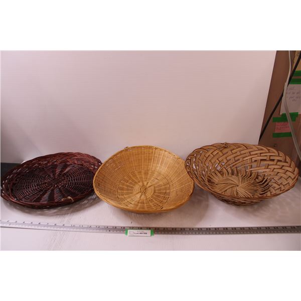 (3) Wicker Baskets: 15" x 18" x 17"