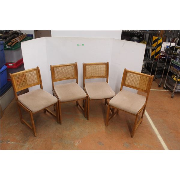 *(4) Cushioned Wicker Chairs 17.5" Wide x 33" Tall x 18" Deep
