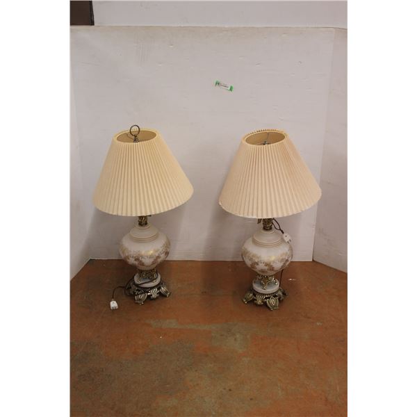 *(2) Vintage Lamps with Brass Angels and Shades- As Is, Up to 33.5" Tall