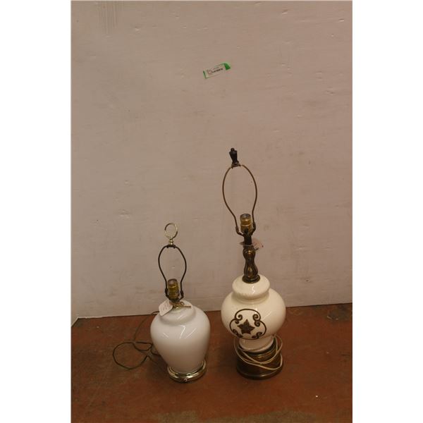 *(2) White Vintage Lamps, As Is, Up to 30.5" Tall
