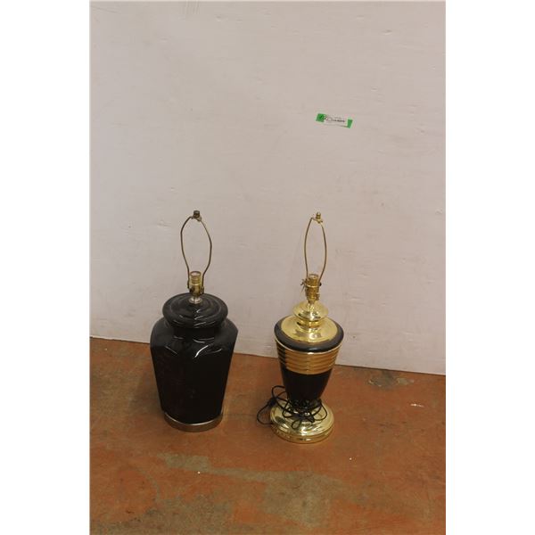 *(2) Black Vintage Lamps, As Is, Up to 27" Tall