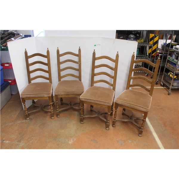 *(4) Wood & Velvet Dining Chairs 17" Deep x 18" Wide x 43" Tall