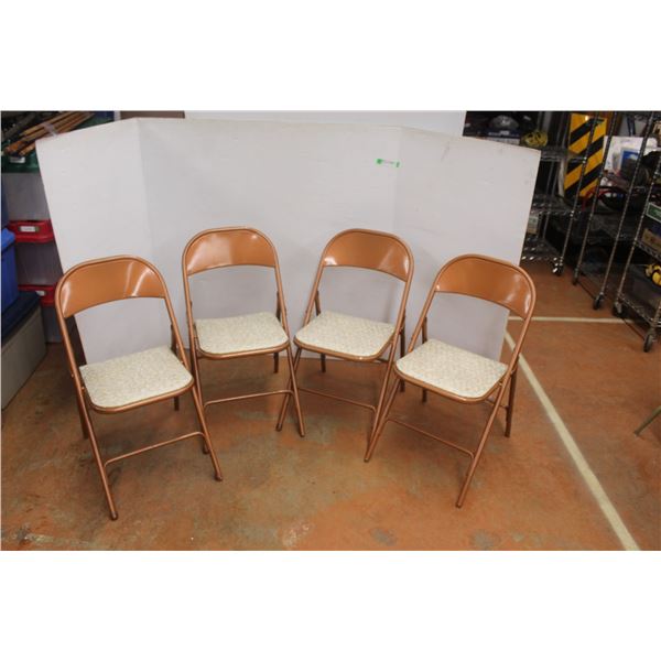 *(4) Vintage Metal Folding Chairs, As Is 31" Tall x 20" Wide x 15" Deep