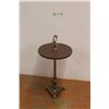 Image 1 : *Rotating Brass & Vegan Leather Bound Side Table 15" Wide x 28" Tall