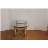Image 1 : *Brass Glass Topped End Table 28" Diameter x 21" Tall