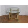 Image 2 : *Brass Glass Topped End Table 28" Diameter x 21" Tall