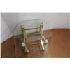 Image 3 : *Brass Glass Topped End Table 28" Diameter x 21" Tall