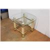 Image 4 : *Brass Glass Topped End Table 28" Diameter x 21" Tall