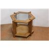 Image 4 : *Wood, Glass & Cane Webbing Hex End Table 20" Tall x 22" Wide