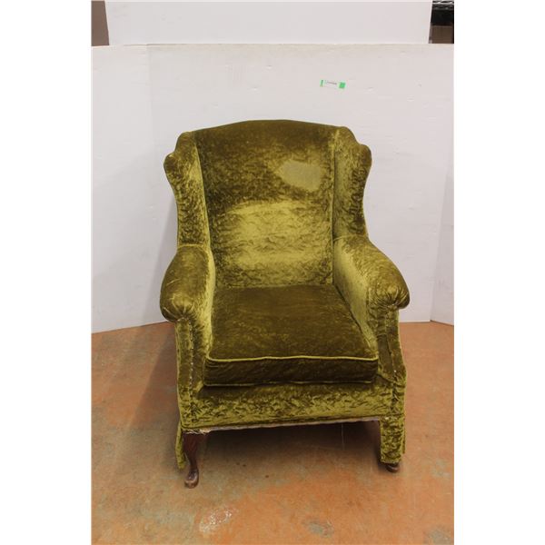 *Upholstered Green Lounge Chair 38" Tall x 32" Wide x 36" Deep