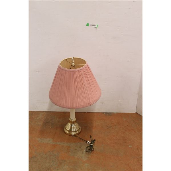 *White Lamp with Pink Shade 26" Tall