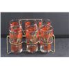 Image 2 : (6) Asian Lanterns Cocktail Glasses Set with Caddy