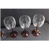 Image 4 : Art Glass Candle Holder and (3) Ruby Luminar Wine Goblets