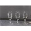 Image 3 : (4) Floral Stemmed Smoke Ware Liquor Goblets