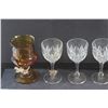 Image 3 : (4) Pressed Glass Glasses and (2) Amber Glass Goblets