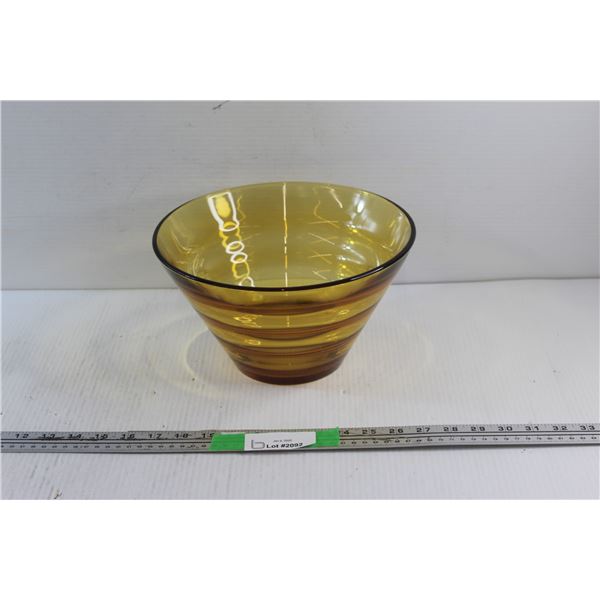 Ribbed Amber Glass Salad Bowl