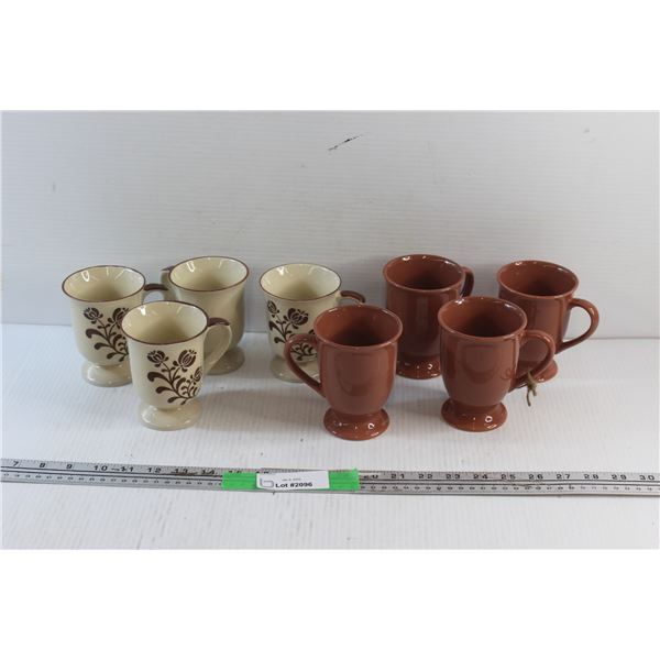 Burgundy Floral and Sienna Clay Ceramic Mugs