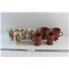 Image 1 : Burgundy Floral and Sienna Clay Ceramic Mugs