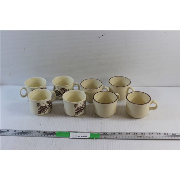 English Fern and Mocha Baim Creamy Spechled Mugs